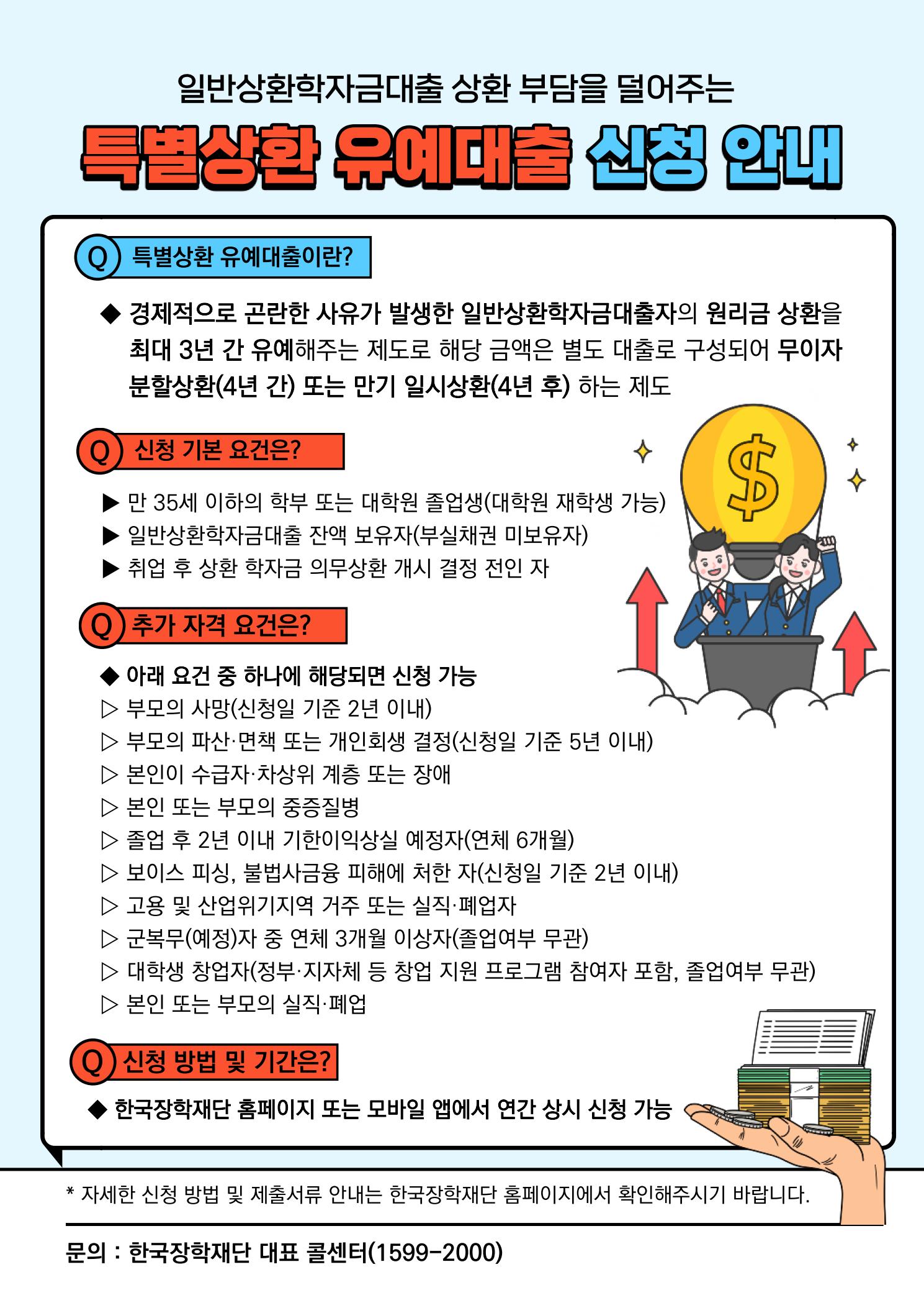 한국장학재단 특별상환유예대출 제도 안내의 관련된 이미지 입니다.